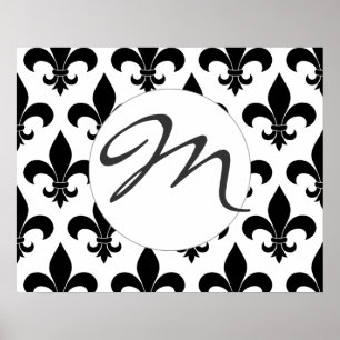 Póster Fleur de lis Monograma Design francês de Paris