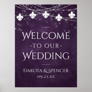 Poster Fleur de Lis - Roxo Real Boas-vindas