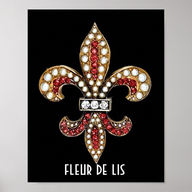 Poster Fleur De Lis - Símbolo de Flor Brown New Orleans P (Frente)