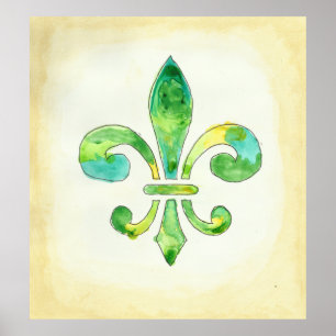 Poster Fleur De Lis Watercolor