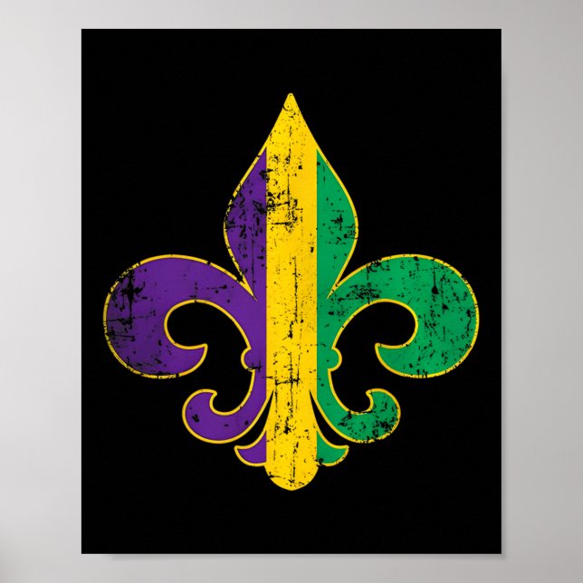 Poster Fleur Delis Mardi Gras Símbolo do Carnaval de Loui (Frente)