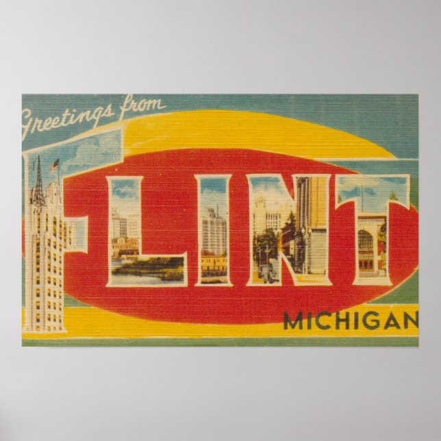 Poster Flint, MichiganLarge - Letra ScenesFlint, MI (Frente)