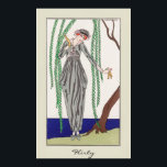 Poster Flirty Lady Vintage Art Deco Fashion<br><div class="desc">Adaptado a partir de uma ilustração de moda do estilo de deco de arte do início dos anos 1900 pelo artista George Barbier, melhorei as cores e adicionei a legenda de uma palavra em comemoração às senhoras e mulheres adoráveis. Esta imagem mostra uma bonito cabeça vermelha num vestido de rico...</div>