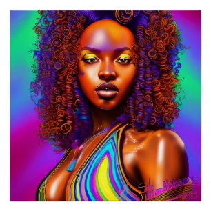 Póster Flo Queen Rainbow Cute Hair Black Melanin Afro