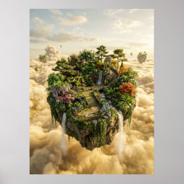 Poster Floating Garden Island Fantasy Art
