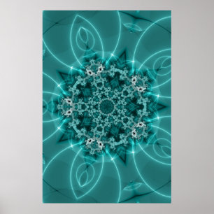 Poster Floco de neve arte azul e branca de   do Fractal