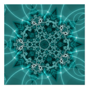 Póster Floco de Neve Arte frontal azul e branca