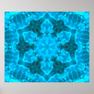 Poster Floco de neve azul gelado Caleidoscópio Padrão