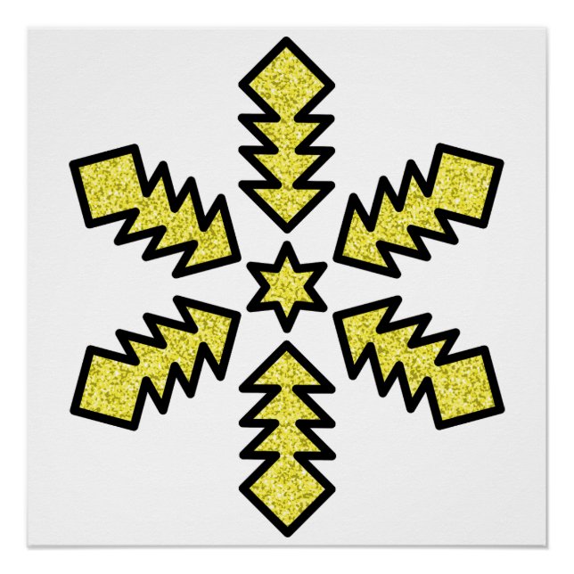 Póster Floco de Neve Brilhante - Estrela Amarela (Frente)