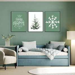 Poster Floco de neve de Natal Verde Saga