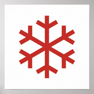Poster Floco de neve de Natal Vermelho