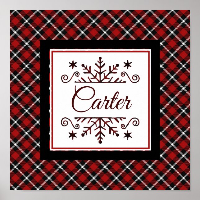 Poster Floco de neve personalizado da xadrez (Frente)
