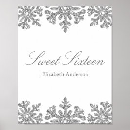 Poster Floco de neve prateado Winter Sweet 16