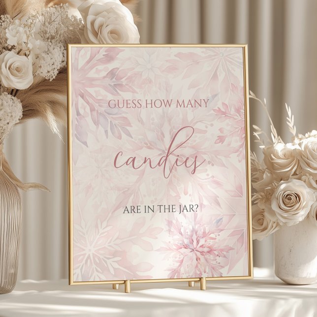 Poster Floco de Neve Rosa-chá de fraldas Adivinha Quantas (Criador carregado)