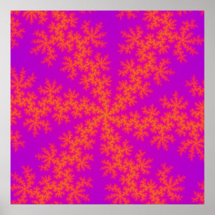 Póster Floco de neve rosa e laranja