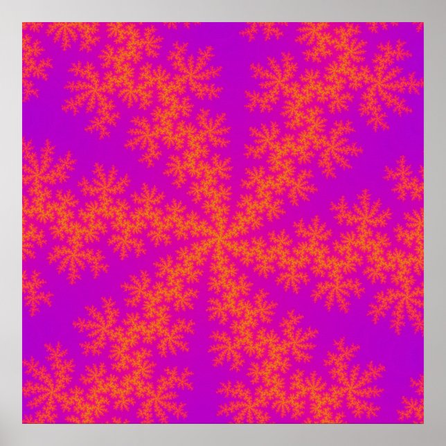 Póster Floco de neve rosa e laranja (Frente)