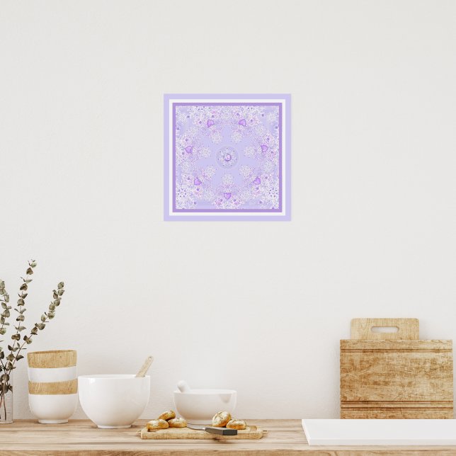 Poster floco de neve roxo leve e coração brilhando (Cozinha)
