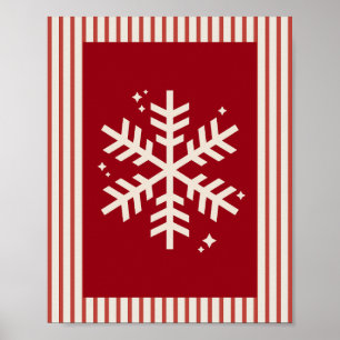 Poster Floco de neve vermelho listrado