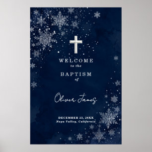 Poster Flocos de Neve à Meia-Noite Batismo de Inverno Bem