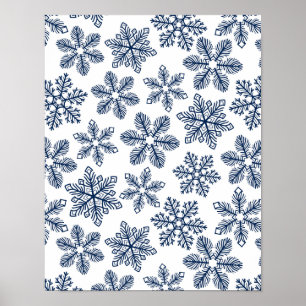 Poster Flocos de neve azuis