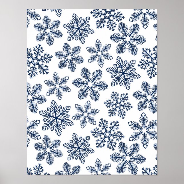 Poster Flocos de neve azuis (Frente)