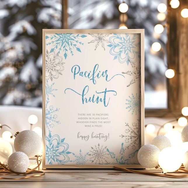 Poster Flocos de neve azuis prateados flocos de Fralda (Criador carregado)