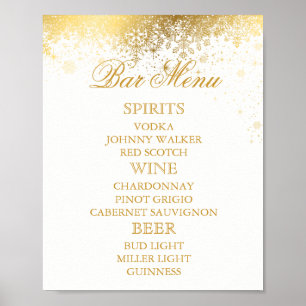Poster Flocos de neve brancos e Dourados na moda - Menu B