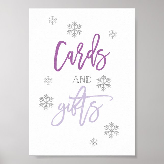 Poster Flocos de neve com brilho de prata | Cartões e Pre (Frente)