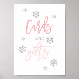 Poster Flocos de neve com brilho de prata | Cartões e Pre