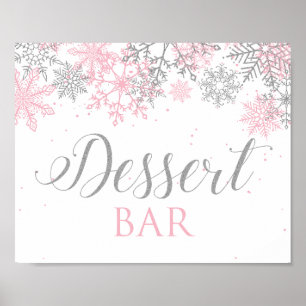 Poster Flocos de neve cor-de-rosa, Sinal de Bar do Desser