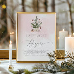 Poster Flocos de neve de inverno cor-de-rosa, fraldas not<br><div class="desc">Flocos de neve cor-de-rosa cor-de-rosa,  fralda de poster noturno atrasado. Itens correspondentes disponíveis.</div>