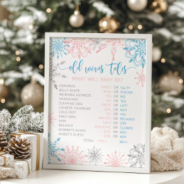 Poster Flocos de neve de Natal cor-de-rosa ou azuis Espos