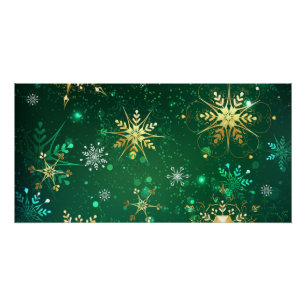 Póster Flocos de neve do Ouro Xmas em segundo plano