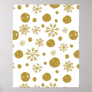 Poster Flocos de Neve Dourados 1