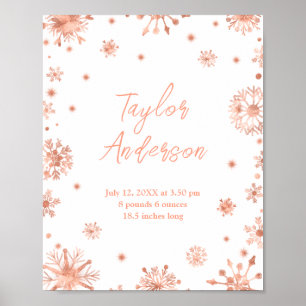 Poster Flocos de Neve em Dourado Rosa em Estatísticas de 