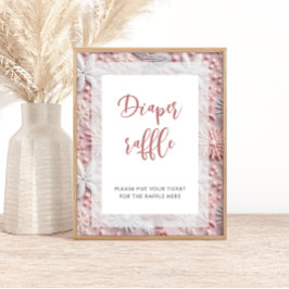 Poster Flocos de neve prateados cor-de-rosa Fralda Chá de