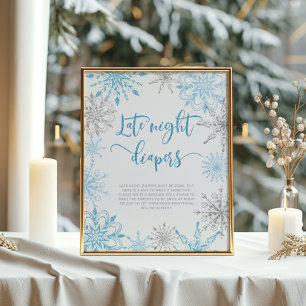 Poster Flocos de neve prateados fralda
