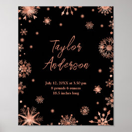 Poster Flocos de neve rosa Dourados em Chapéus Brancos