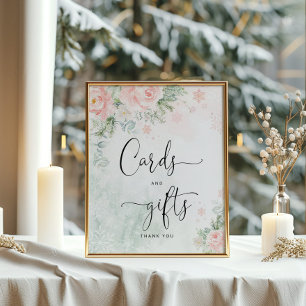 Poster Flocos de neve rosados e robustos Cartões e presen