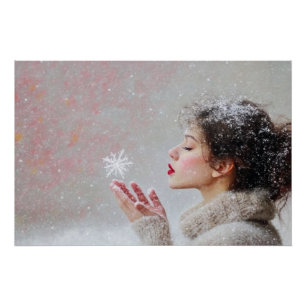 Póster Flocos de Neve Soprado
