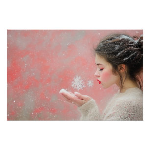 Póster Flocos de Neve Soprado