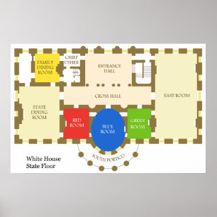 Póster Floorplan do diagrama branco do assoalho do estado