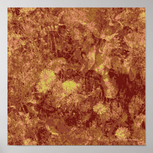 Póster Flor amarela contra o teste padrão 2 da camuflage