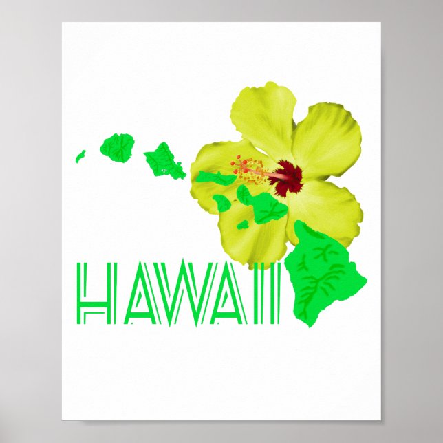 Poster Flor Amarelo Hibiscus das Ilhas Havaianas (Frente)