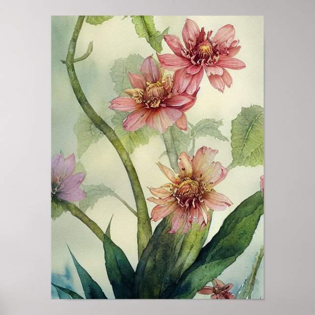 Poster Flor Aquarela Flores de Mola (Frente)