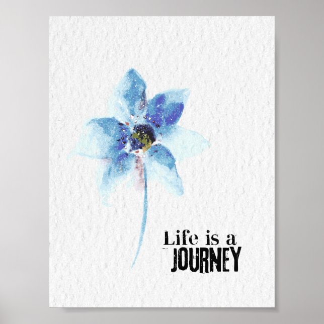 Póster flor aquarela vida é uma jornada (Frente)
