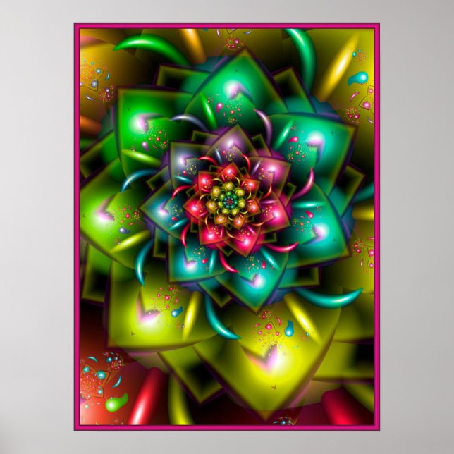Poster Flor Arco-Íris Colorida (Frente)