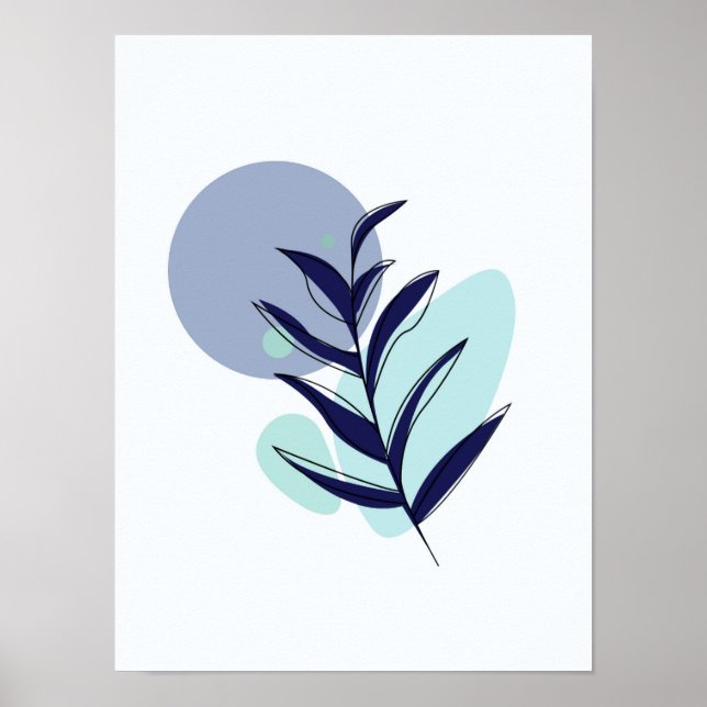 Poster Flor azul boho (Frente)