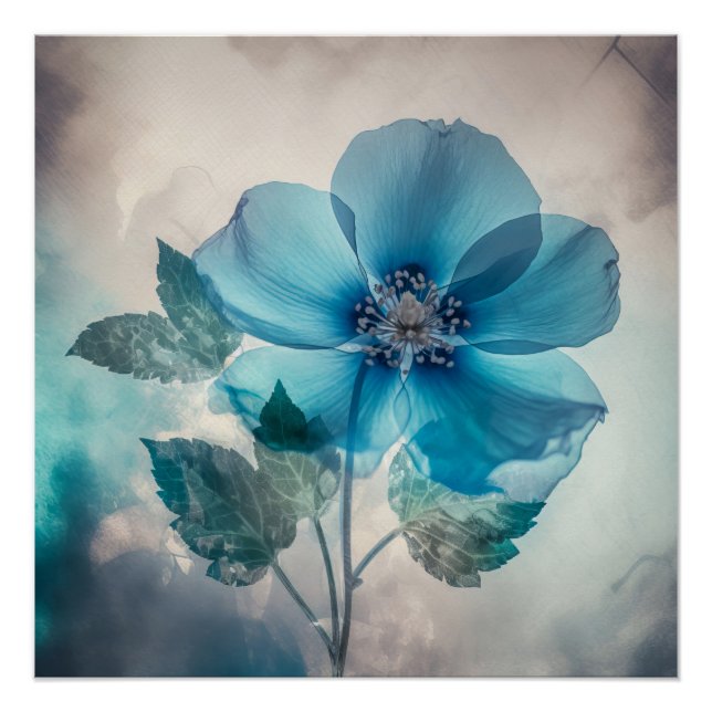 Póster Flor Azul Eetéreo (Frente)