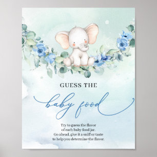 Poster Flor azul-elefante giro adivinha jogo de Comida be
